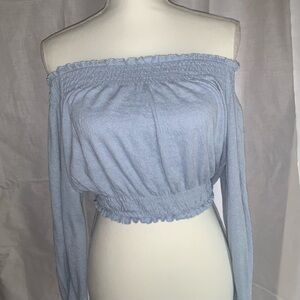 H&M Divided | Light Blue crop+long sleeve+off shoulder | Medium can fit Small
